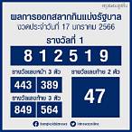 ผลตรวจสลากกินแบ่งรัฐบาล17มกราคม2566